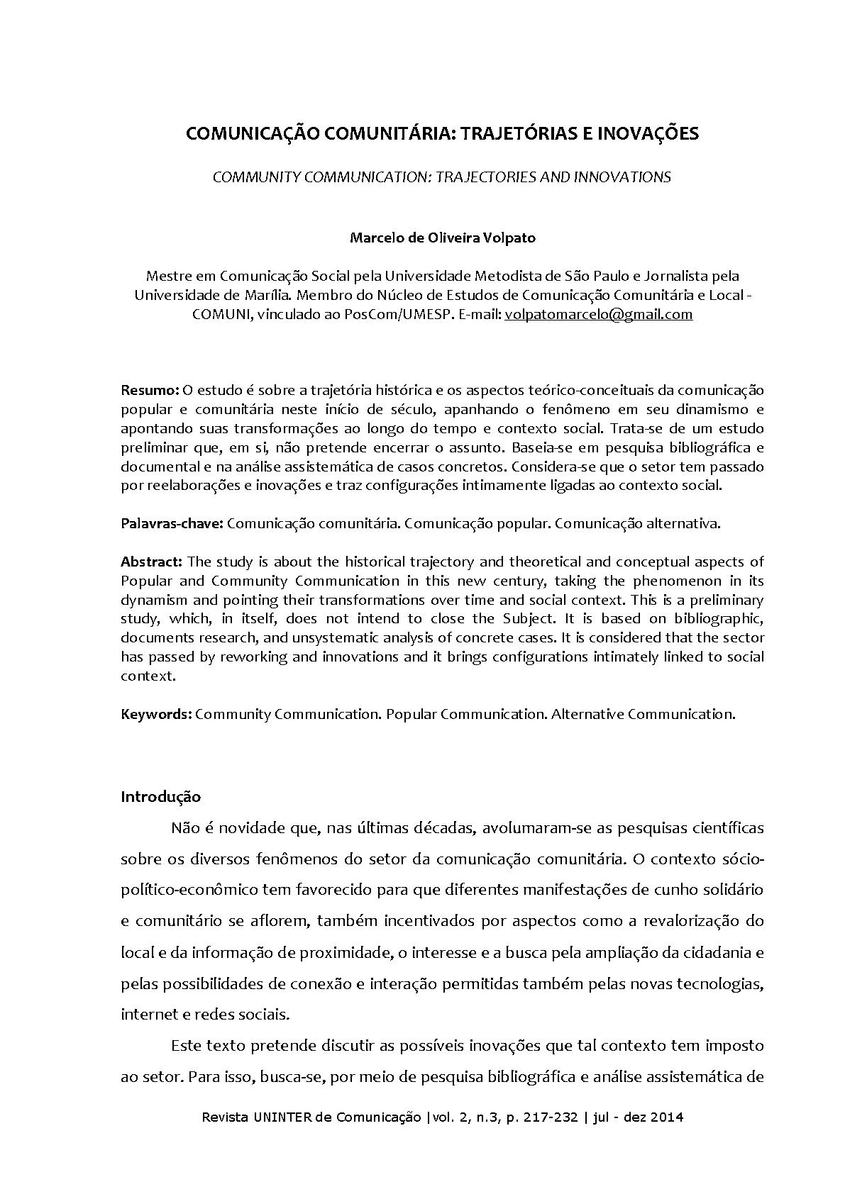 Comunicação Comunitária: Trajetórias e Inovações 