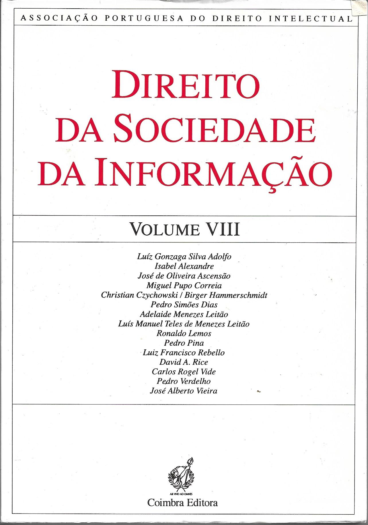 Direito da Sociedade da Informação - VOLUME VIII