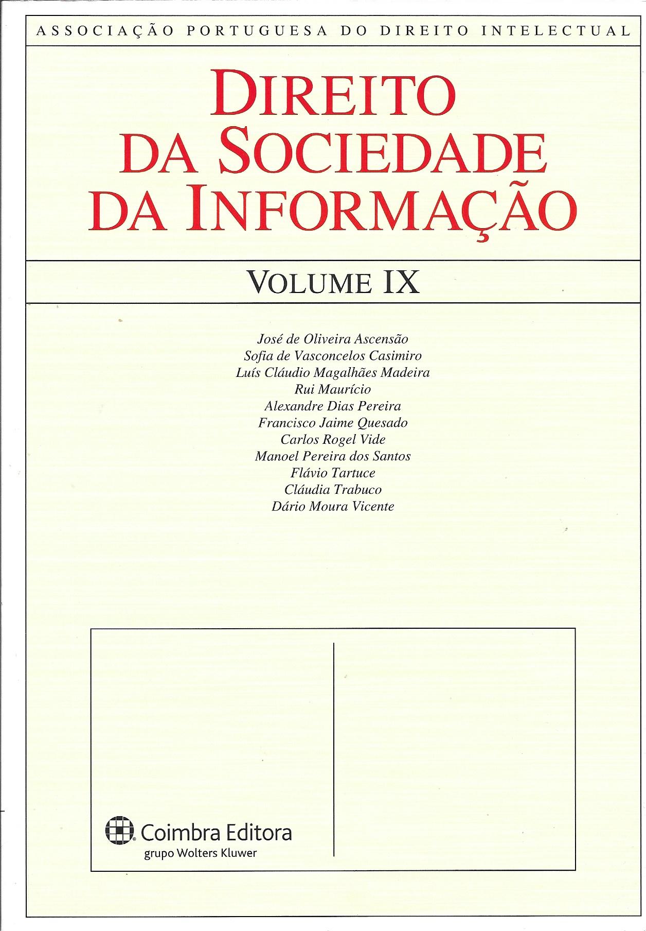 Direito da Sociedade da Informação - VOLUME IX
