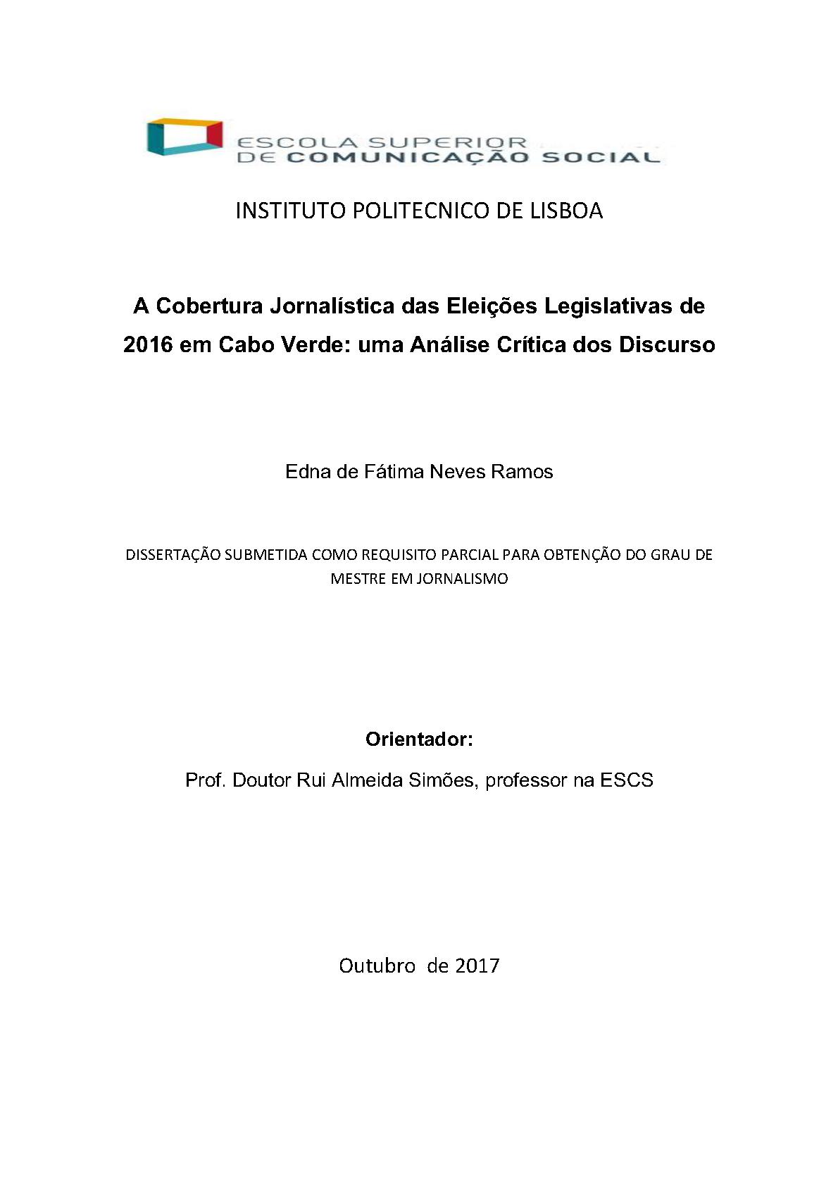 A Cobertura Jornalística das Eleições Legislativas de 2016 em Cabo Verde: Uma Análise Crítica dos Discurso