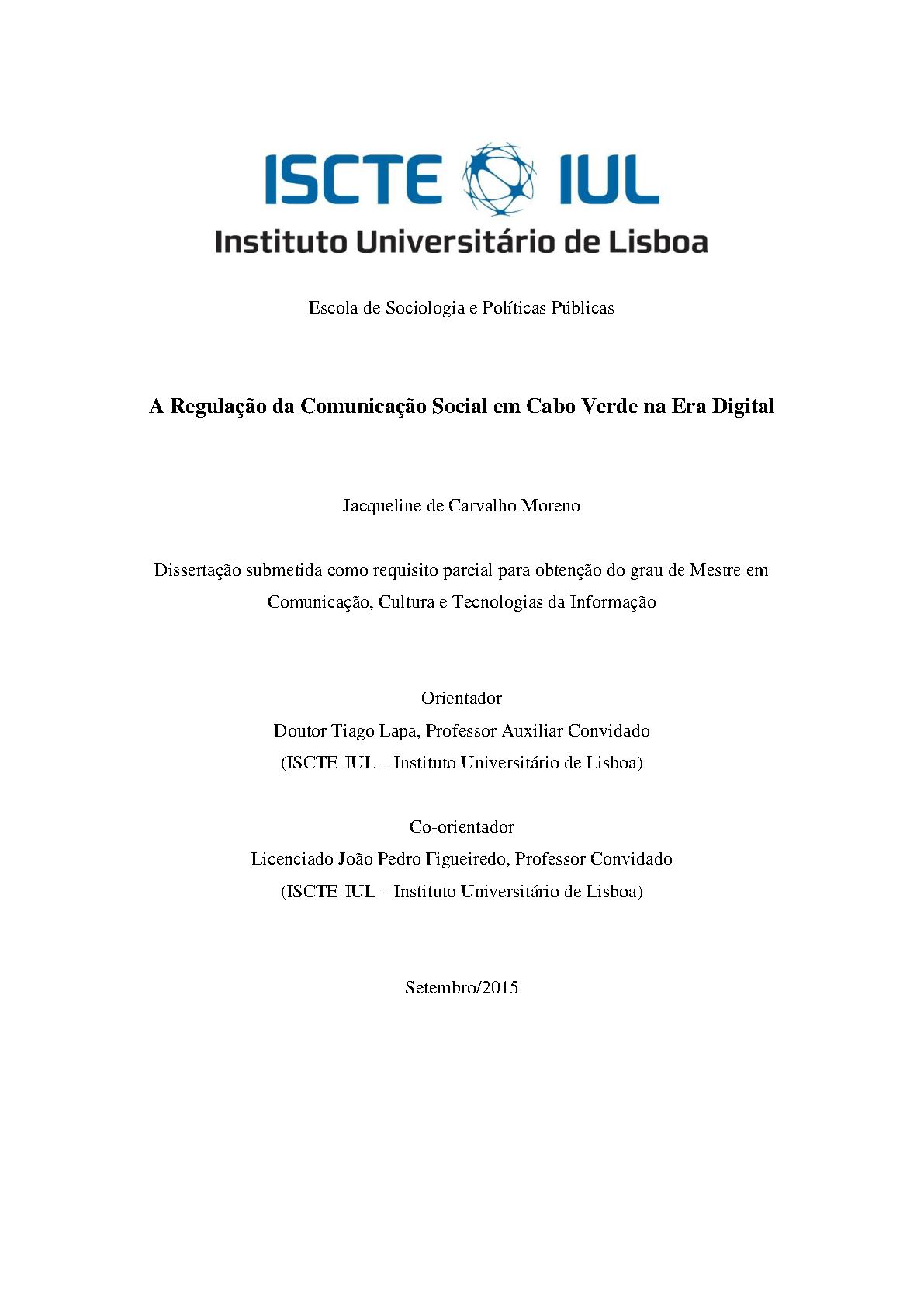 A Regulação da Comunicação Social em Cabo Verde na Era Digital