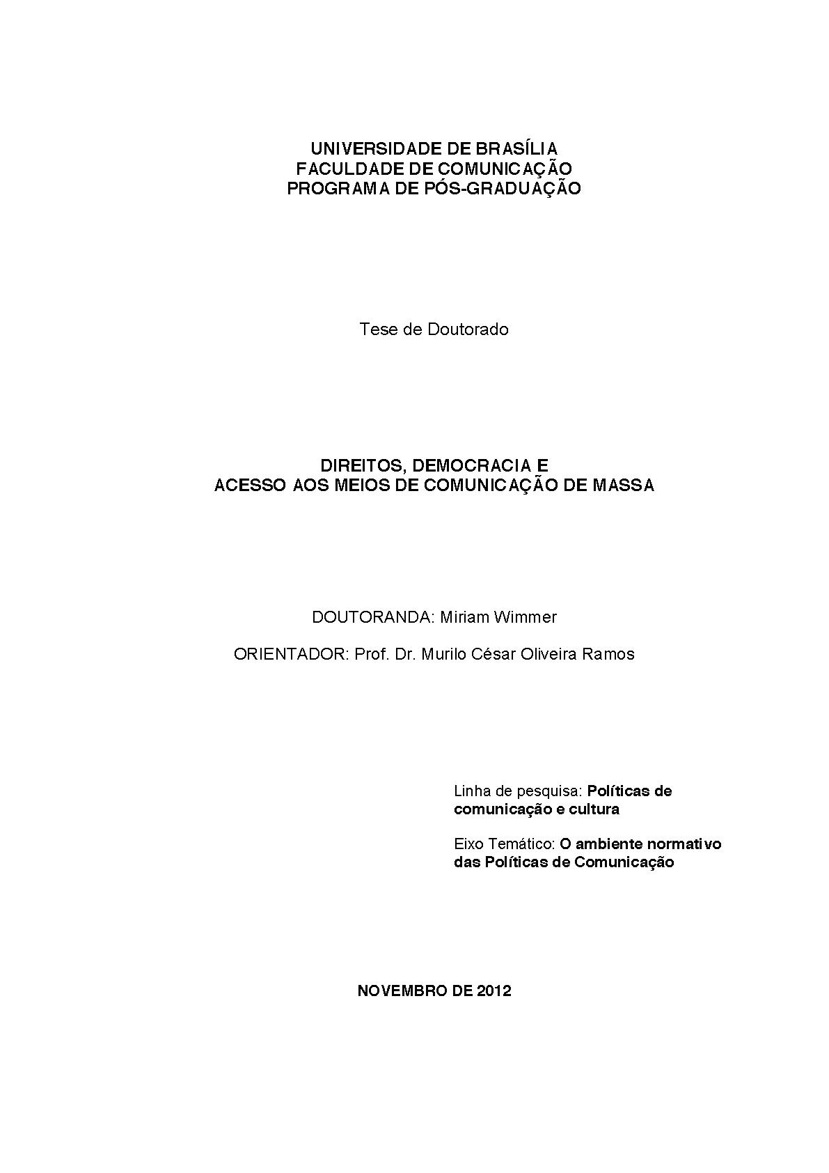 Direitos, Democracia e Acesso aos Meios de Comunicação de Massa